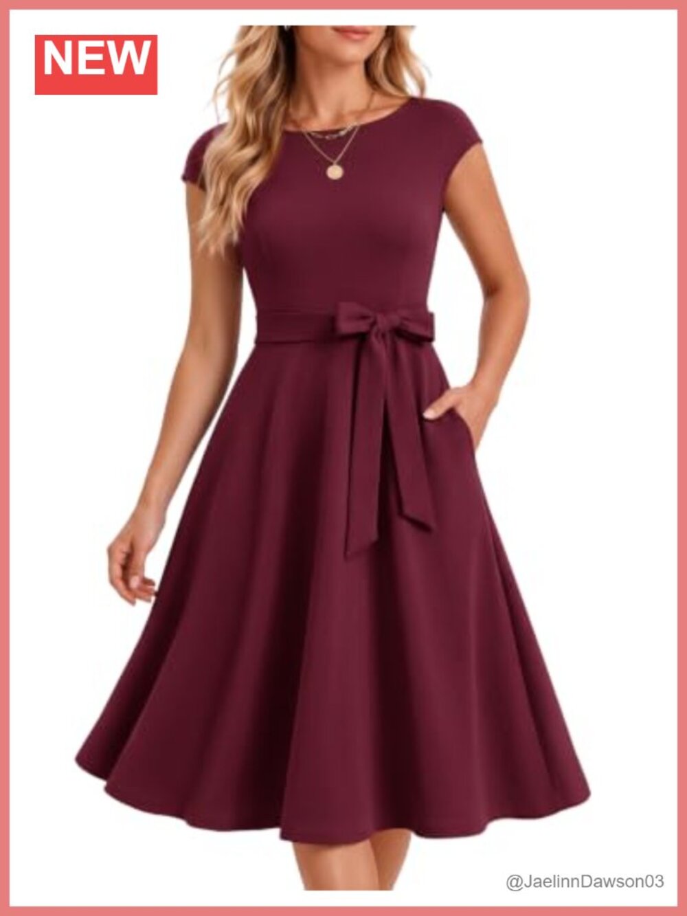 DRESSTELLS Cocktail Dress Fit-and-Flare Tea Length Formal Wedding Guest